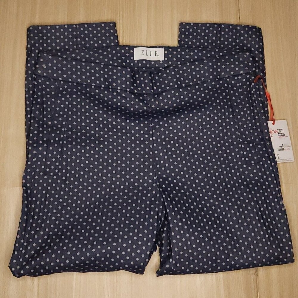 Elle New Polka-dot Mid Rise Pull On Stretchy Denim Capri Medium